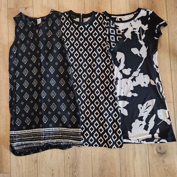 Black and White Shift/Swing Dress Lot Womens Size M - Picture 1 of 6